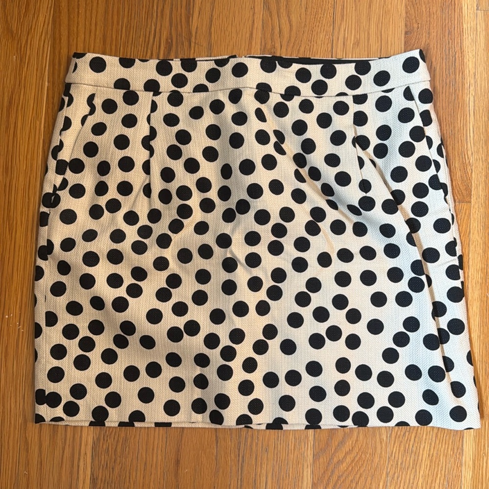 JCrew black and cream dot skirt.